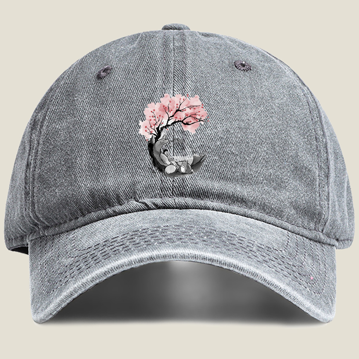 My Neighbor Totoro: Mei and Totoro Under Cherry Blossoms - Washed Denim - Baseball Cap