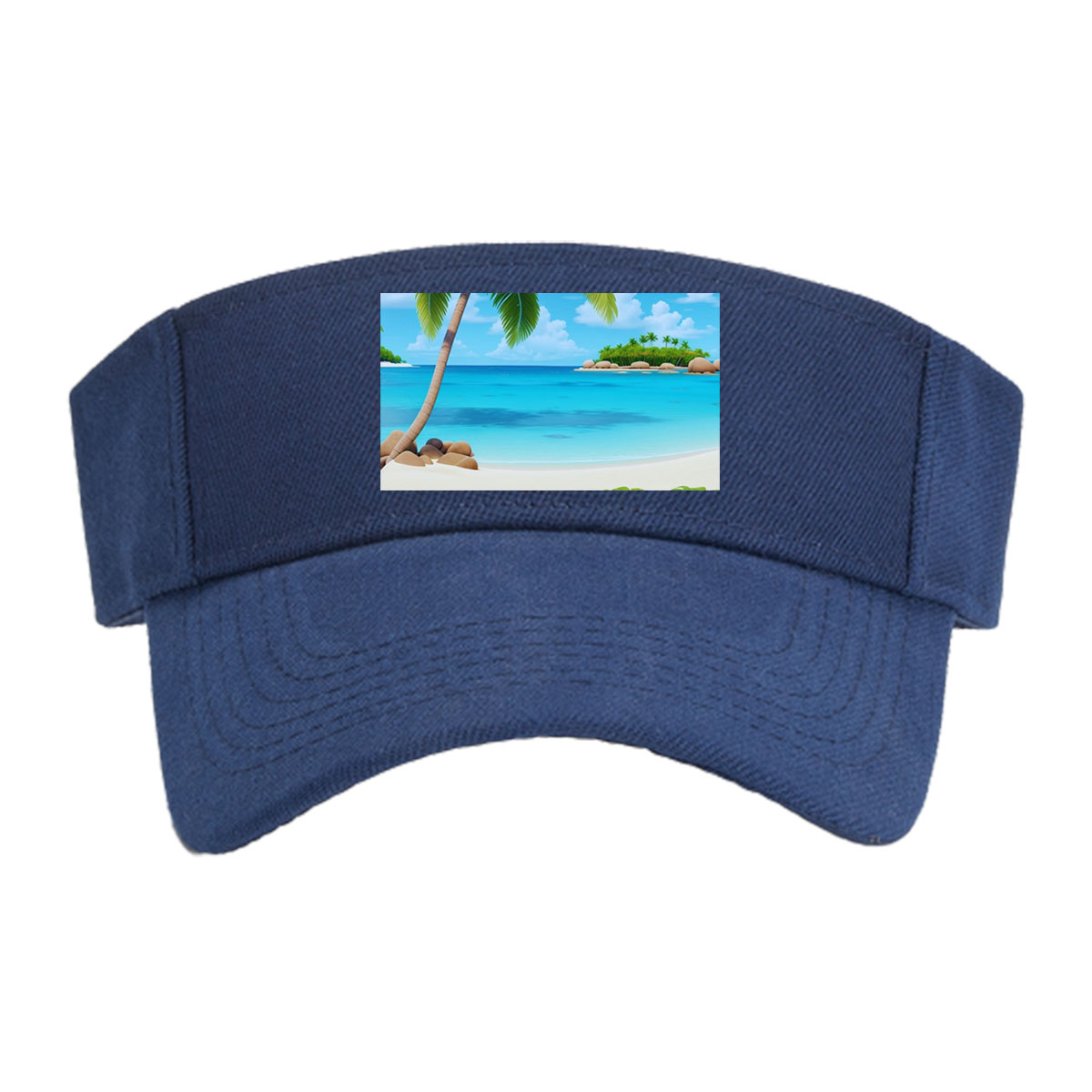 Tropical Beach with Palm Tree and Clear Blue Water -  Visor cap