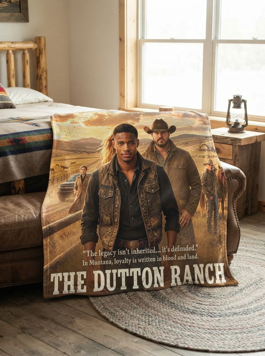 Custom Photo Face Blanket Personalized Western Ranch Movie Poster Ultra Soft Flannel Throw Lightweight Cozy Gift Bed