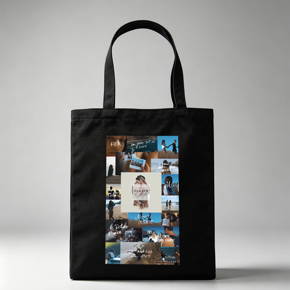 The Chainsmokers + Beach Romance + Collage of Couples and Lyrics from Closer - Canvas tote bags