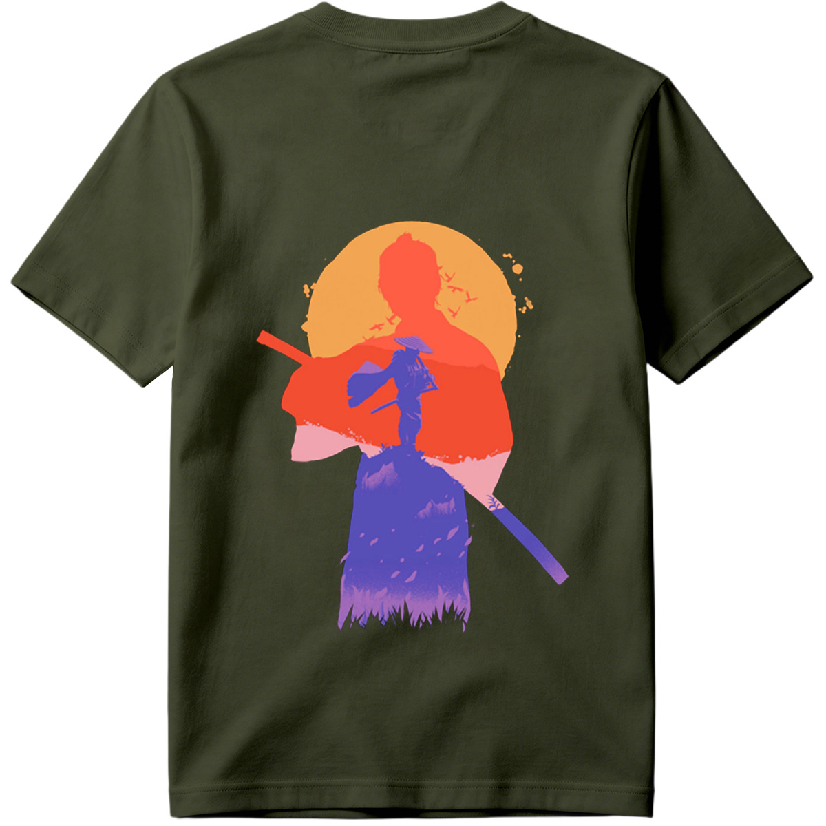 Samurai Silhouette at Sunset - Tee