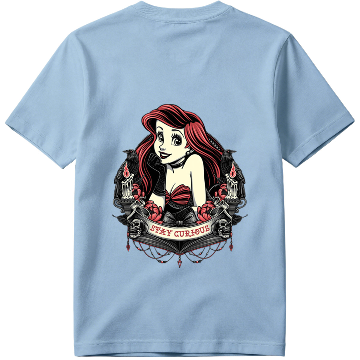 Ariel Stay Curious Gothic Design - Tee