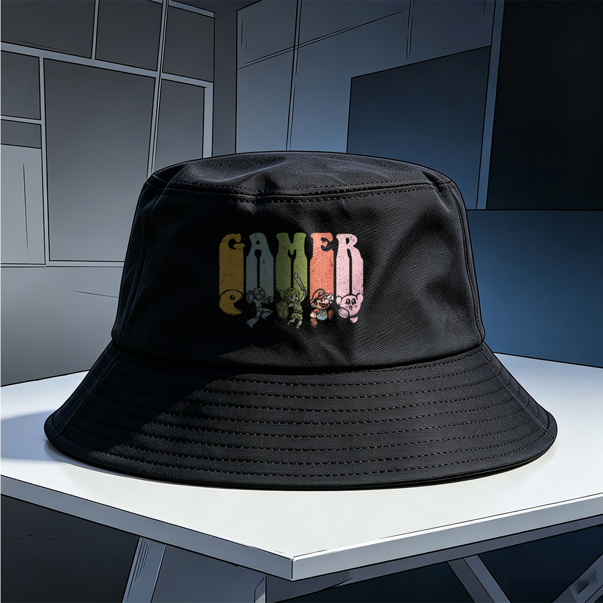 Gamer: Pac-Man, Mega Man, Zelda, Mario, Kirby - Fisherman's Hat