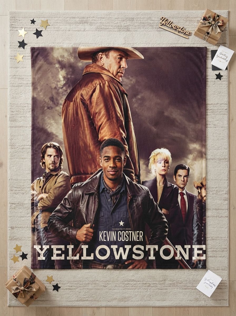Custom Photo Flannel Fleece Throw Blanket Personalized Western Drama Fan Keepsake Cozy Couch Cover