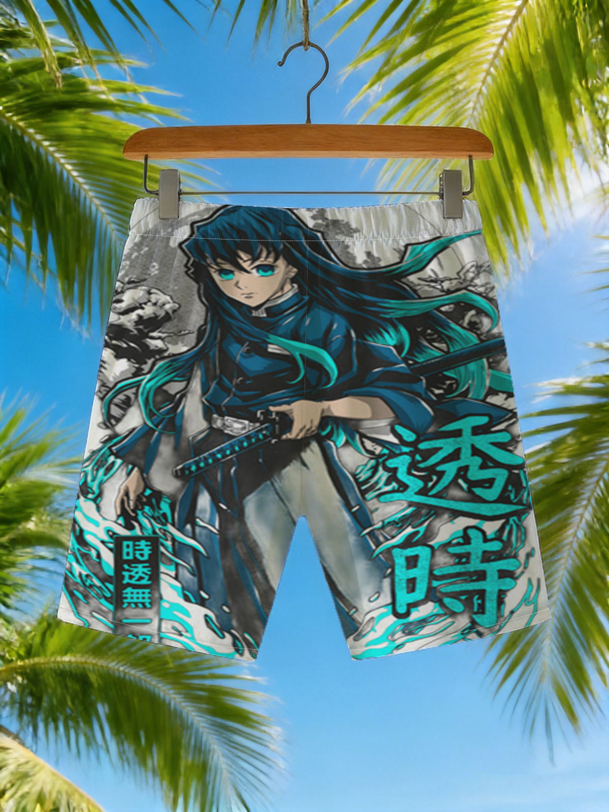 Demon Slayer: Mugen Train - Muichiro Tokito, Water Breathing Technique -  Beach shorts