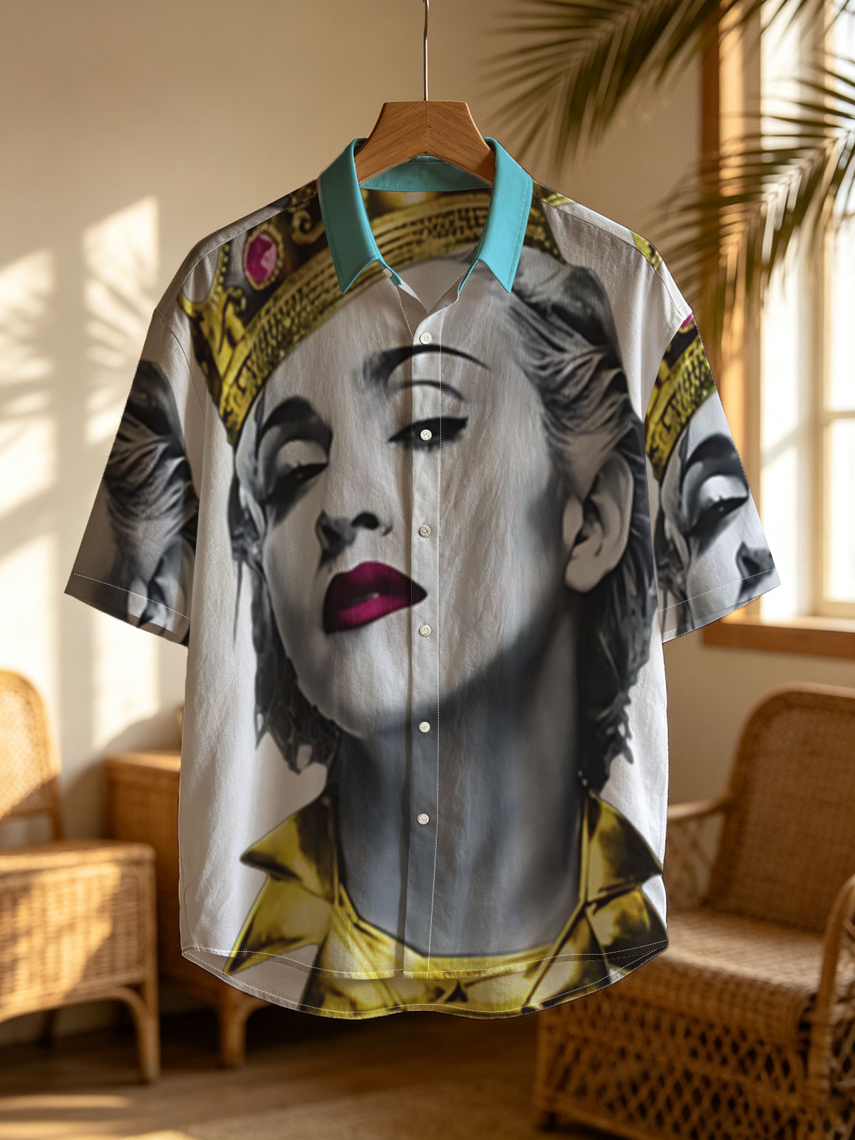 Madonna as Queen: Golden Crown and Regal Attire -  Shirt