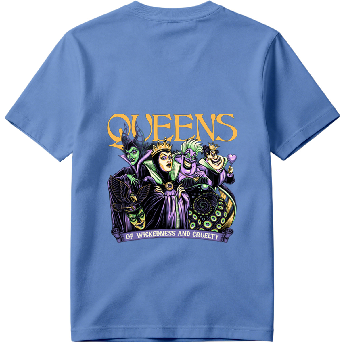 Queens of Wickedness and Cruelty: Maleficent, Evil Queen, Ursula, and Queen of Hearts - Tee