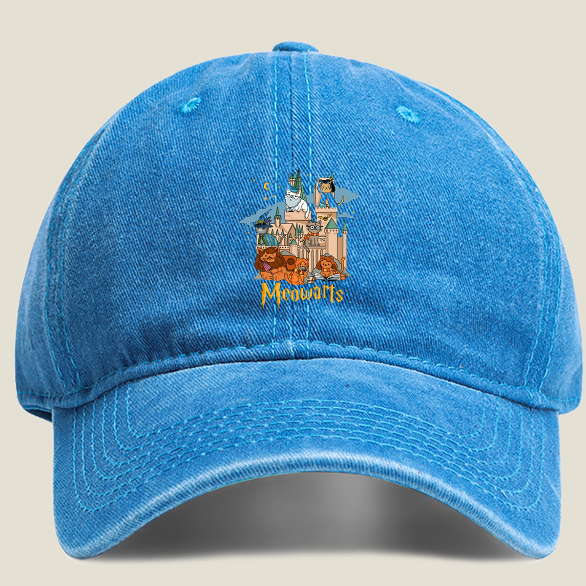 Meowarts: Cats in a Magical Castle - Washed Denim - Baseball Cap
