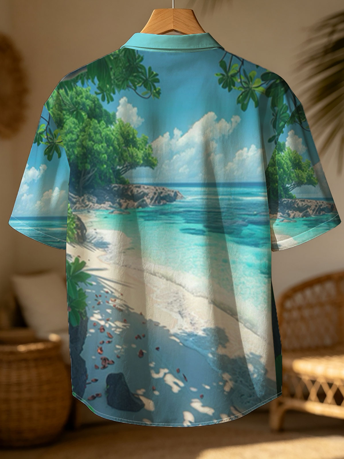 Tropical Beach with Crystal Clear Water and Lush Greenery -  Shirt