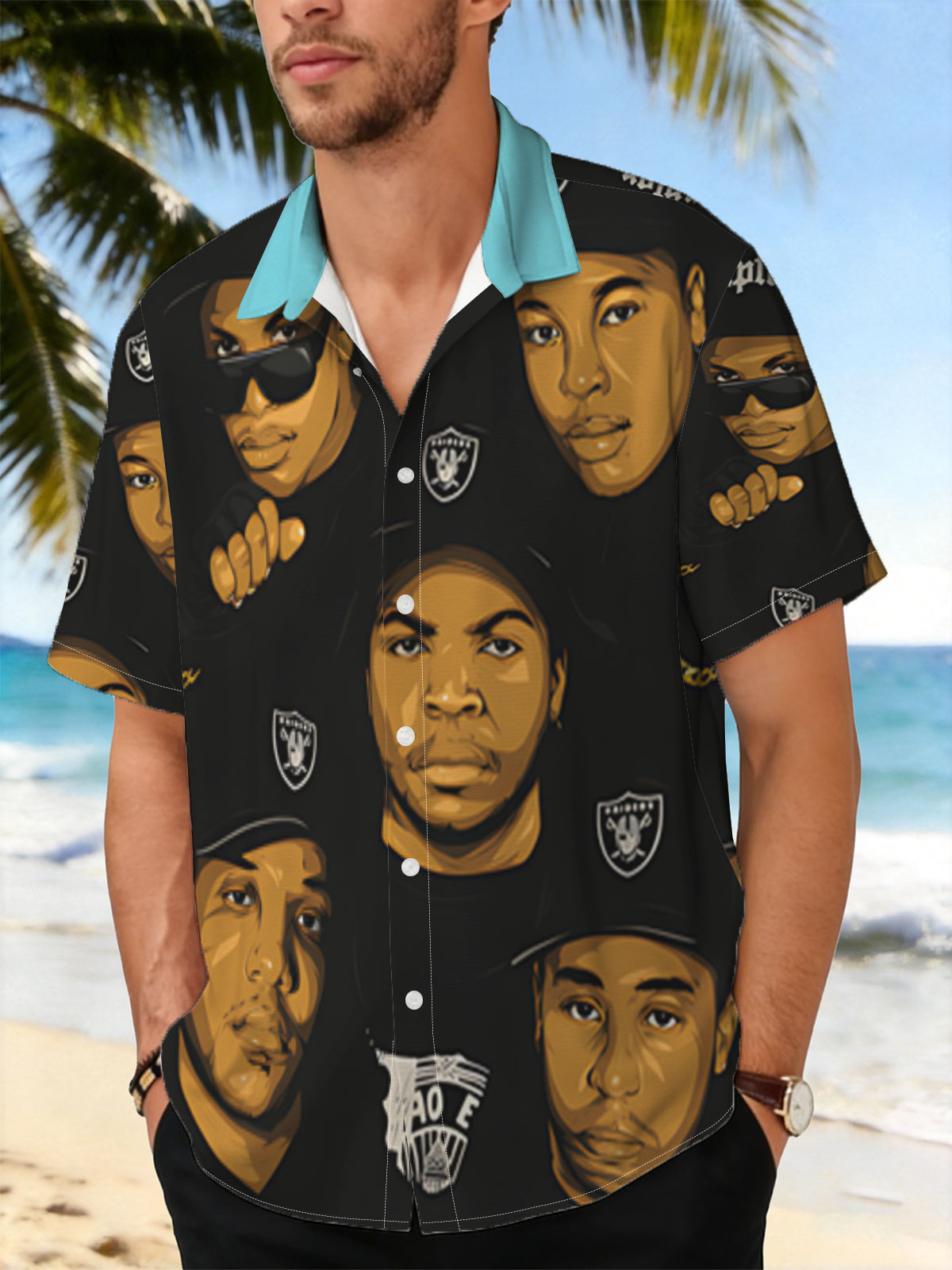 N.W.A. Members in Compton Style: Ice Cube, Dr. Dre, Eazy-E, MC Ren, DJ Yella -  Shirt