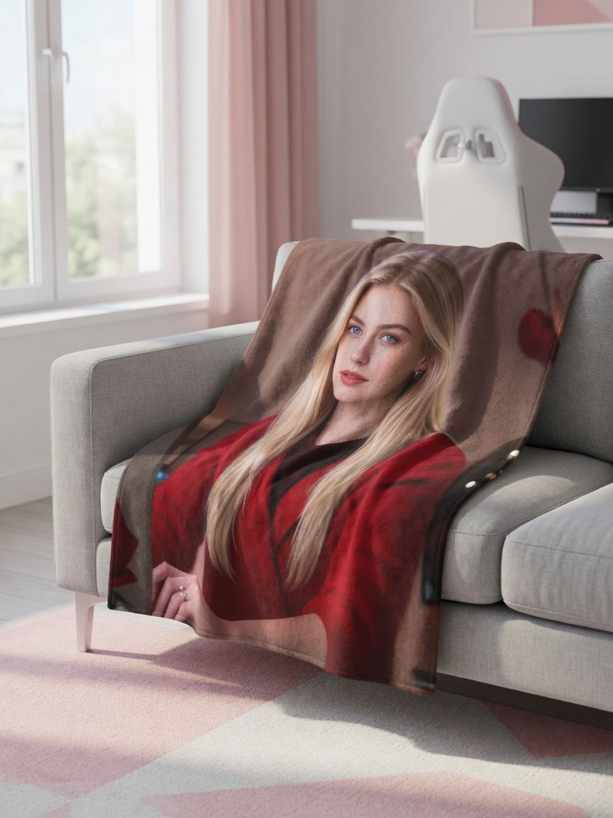 Personalized Photo Face Blanket Custom Flannel Fleece Portrait Throw, Soft Anti-Pilling Keepsake Gift for Couch Bed