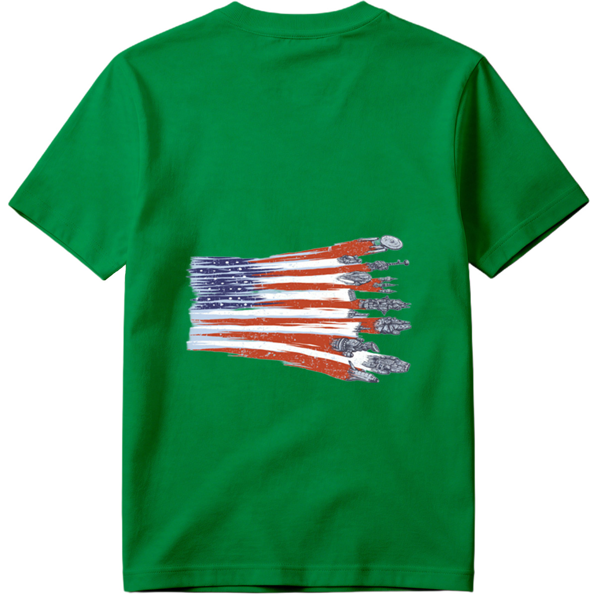 Star Trek and Star Wars Ships in American Flag Design - Tee