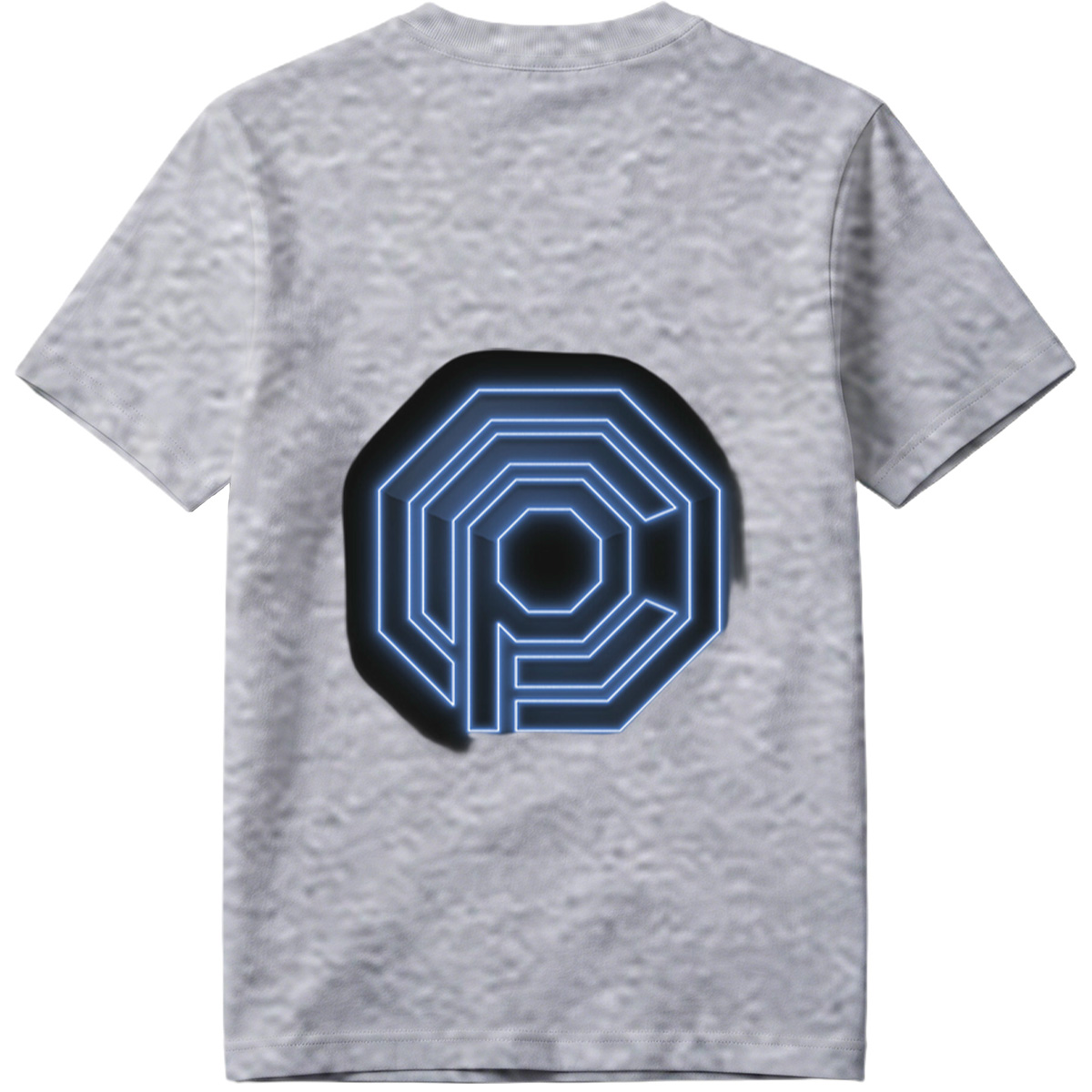 Neon Blue Octagonal Logo with Letter P - Tee
