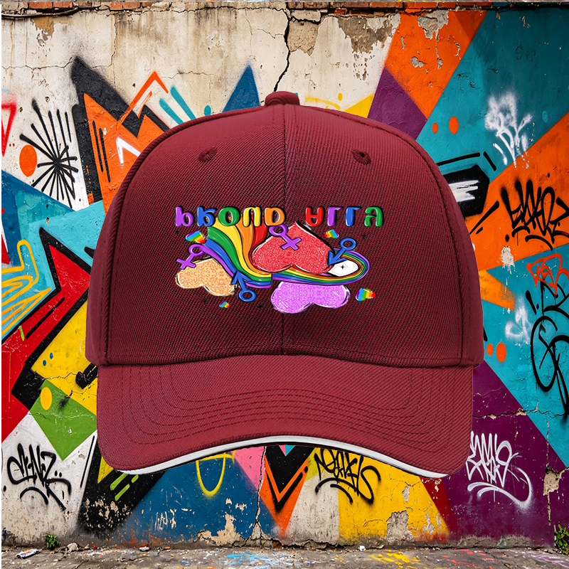 Unisex Classic Sandwich Hat with Pride Rainbow Hearts and 