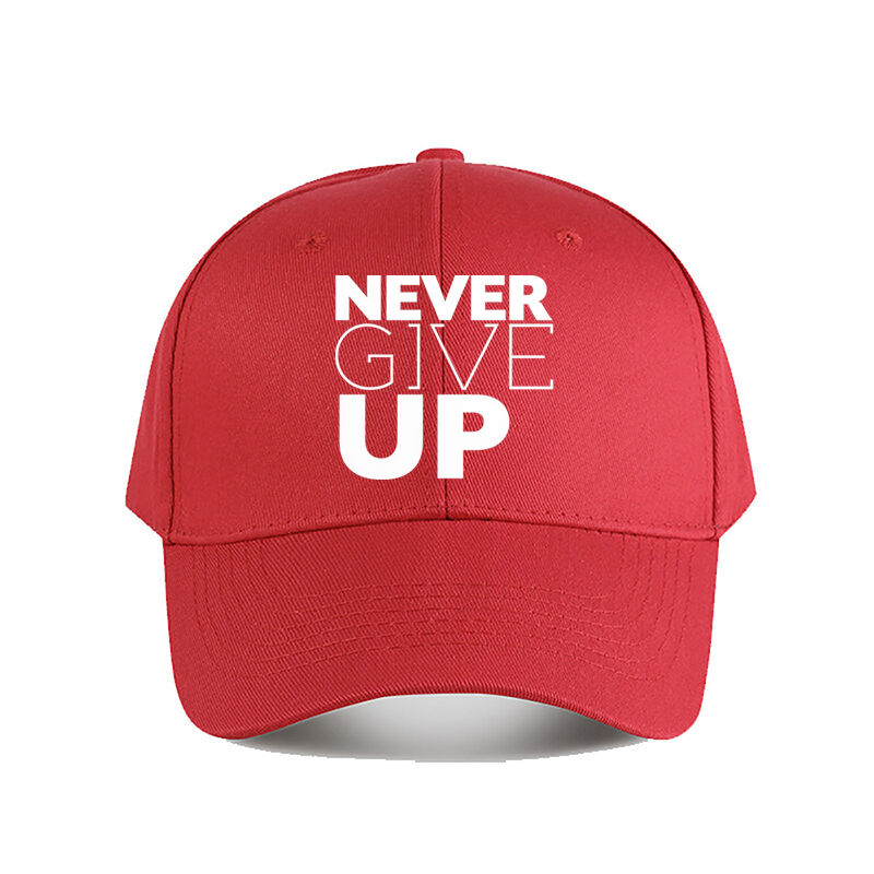 Curved Brim Baseball Cap Never Give Up Inspirational Letter Print