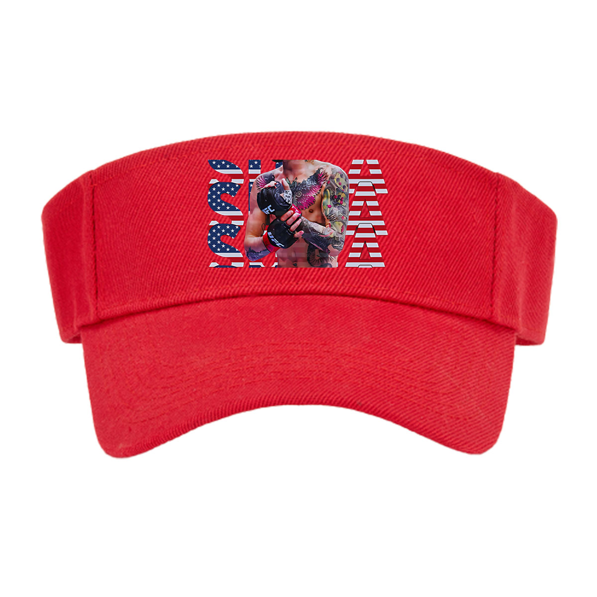 Sean O'Malley in UFC Gear with American Flag Design Background -  Visor cap