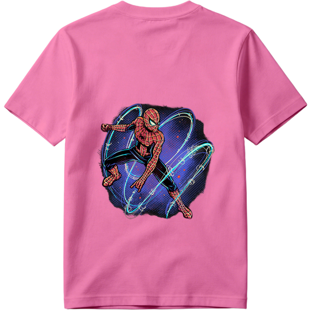 Spider-Man in Action with Dynamic Web Swirls - Tee