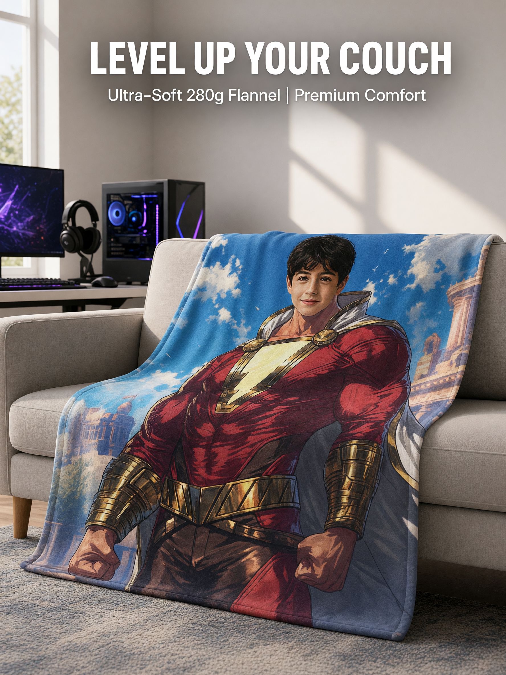 Custom Photo Face Blanket Personalized Superhero Flannel Fleece Throw Soft Plush Bed Couch Blanket Ideal Family Gift