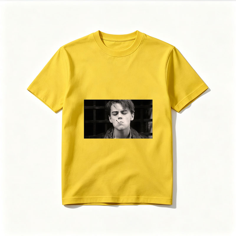 Leonardo DiCaprio smoking a cigarette in a black and white scene - Tee