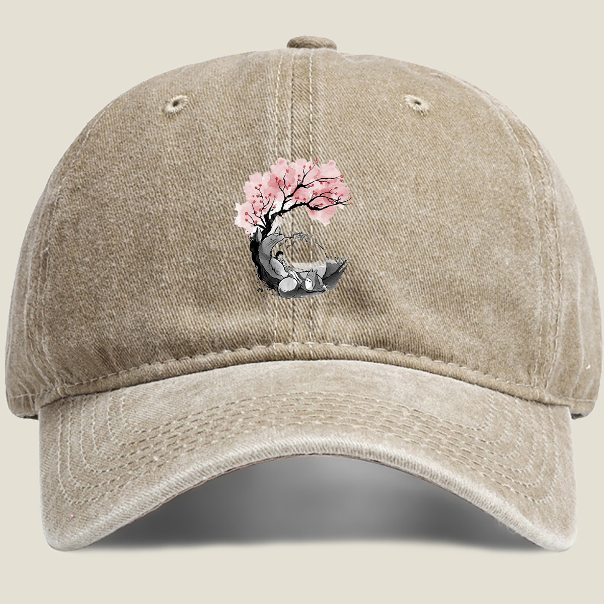 My Neighbor Totoro: Mei and Totoro Under Cherry Blossoms - Washed Denim - Baseball Cap