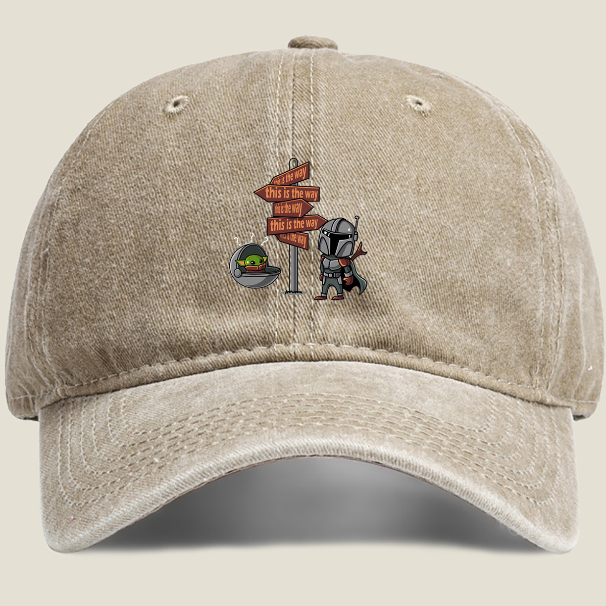 The Mandalorian and Grogu at Crossroads Sign - Hat