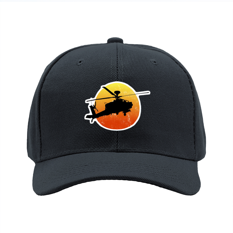1pc New Baseball Cap Helicopter Silhouette Sunset Print Unisex Adjustable Hat for Outdoor Activities Men Women Casual Streetwear Fashion Accessories
