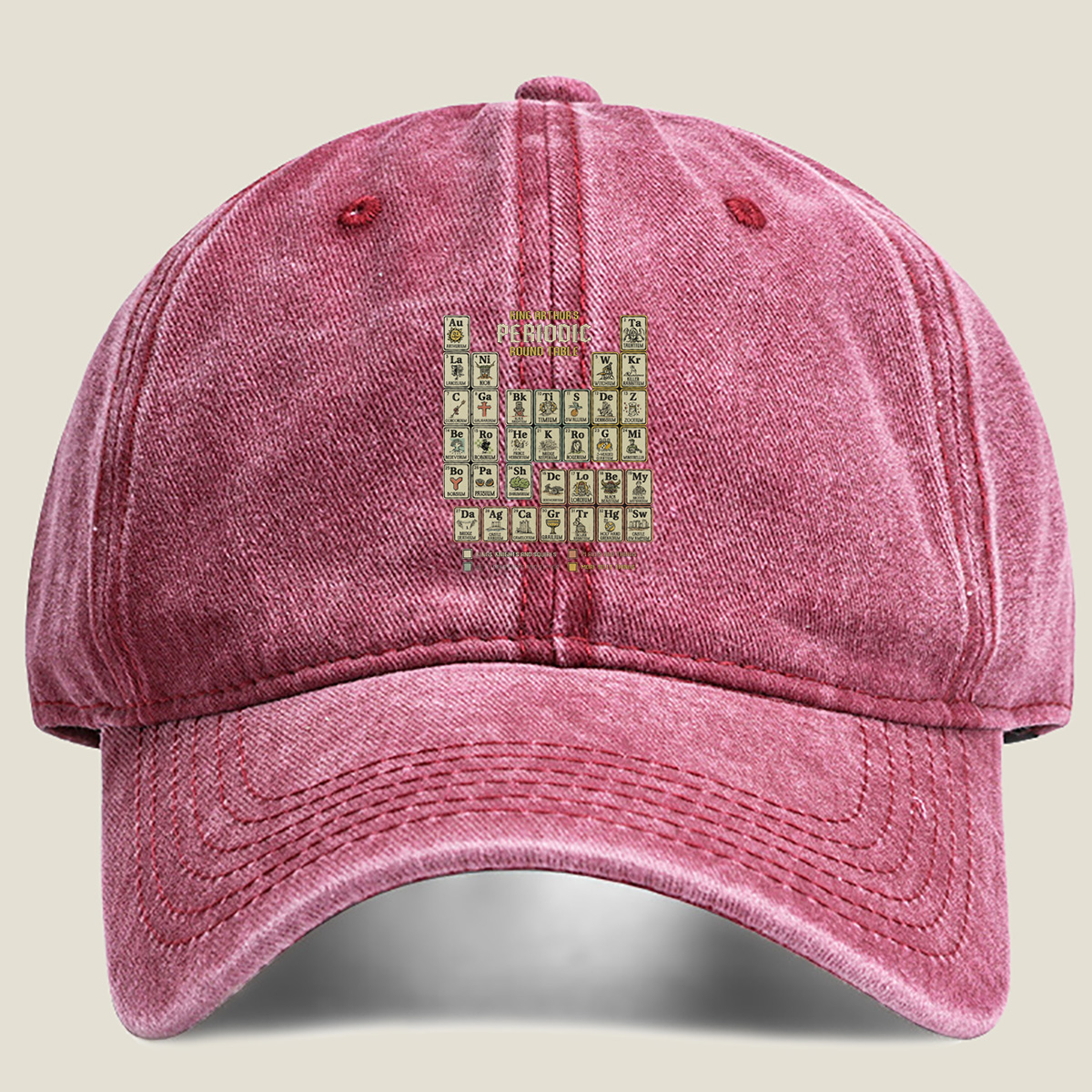 King Arthur's Periodic Round Table: A Fantasy Elemental Chart - Washed Denim - Baseball Cap