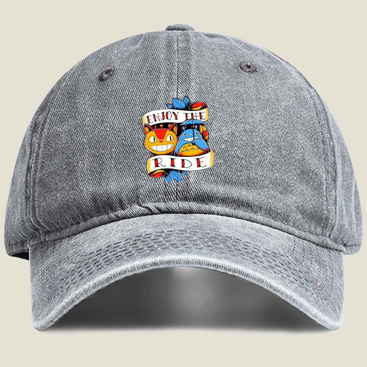 Totoro and Catbus: Enjoy the Ride - Washed Denim - Baseball Cap