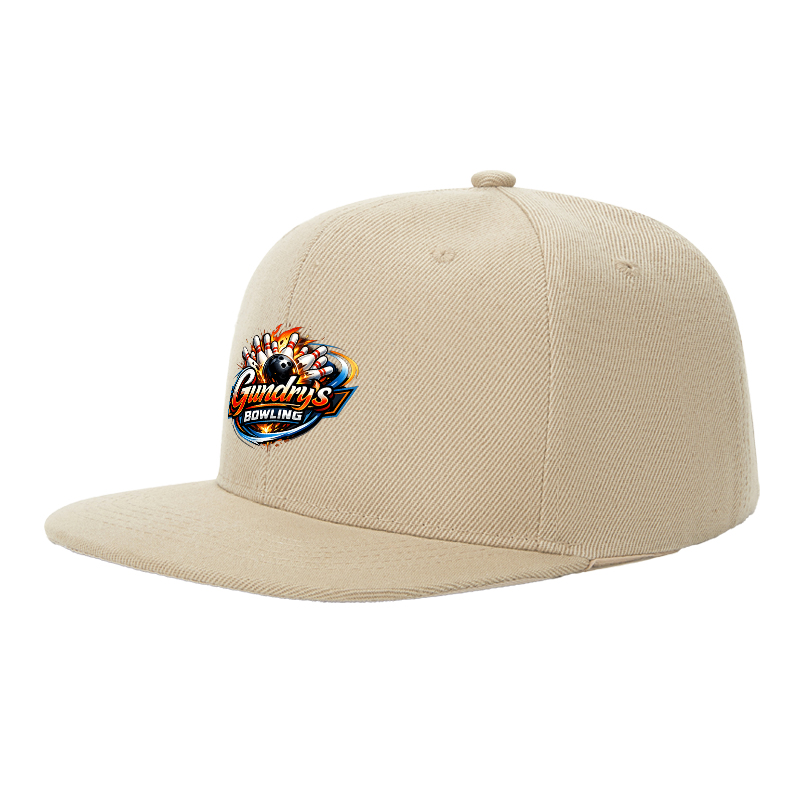 Flat Brim Baseball Cap Gundrys Bowling Flame Logo Streetwear Underground Skate Style for Bowling Alley Urban Players and Hip Hop Enthusiasts