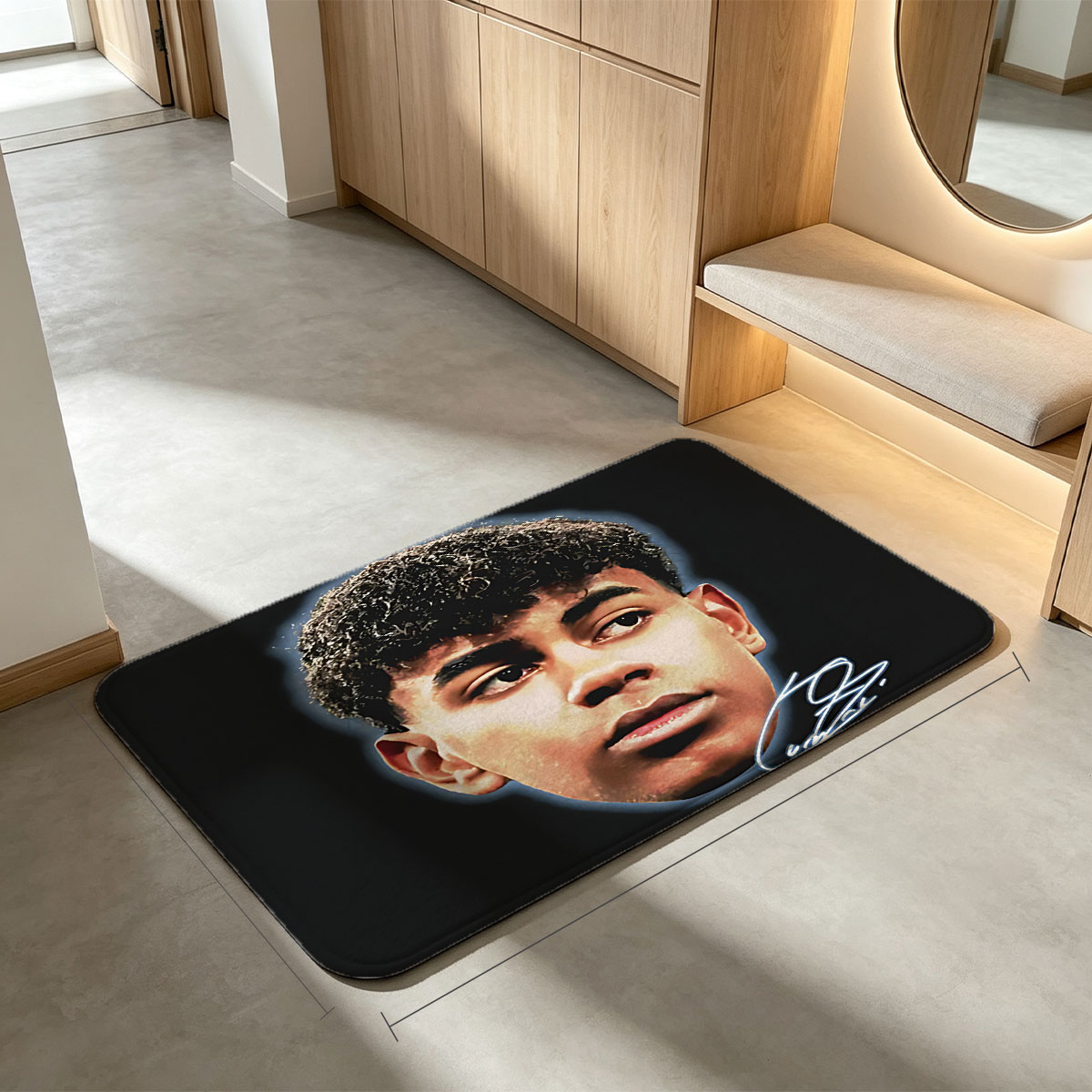 Lamine Yamal Portrait with Signature - Flannel floor mat