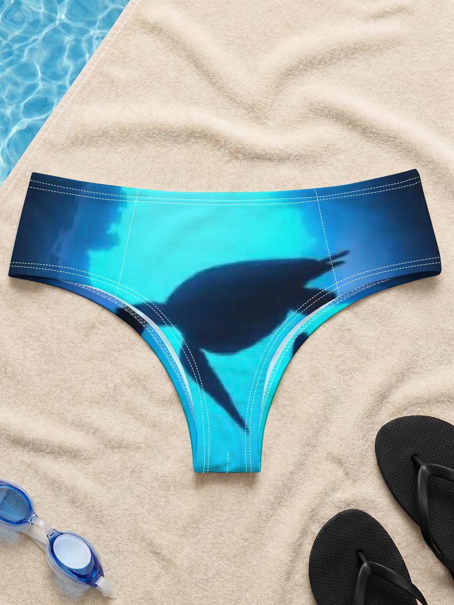Sea turtle glides through a sunlit underwater cave. -  Men's swim trunks