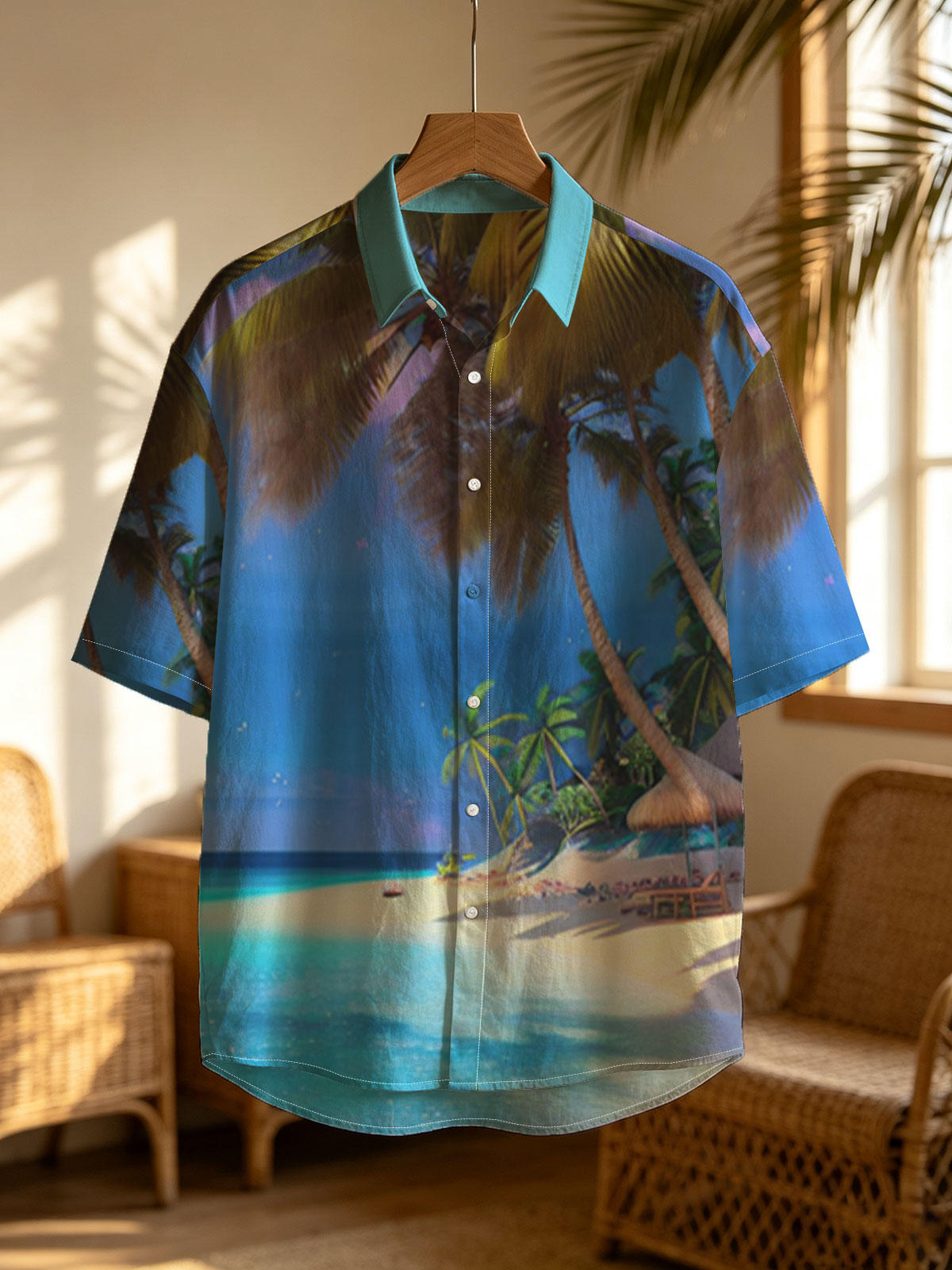 Tropical Beach with Palm Trees and Crystal Clear Water -  Shirt