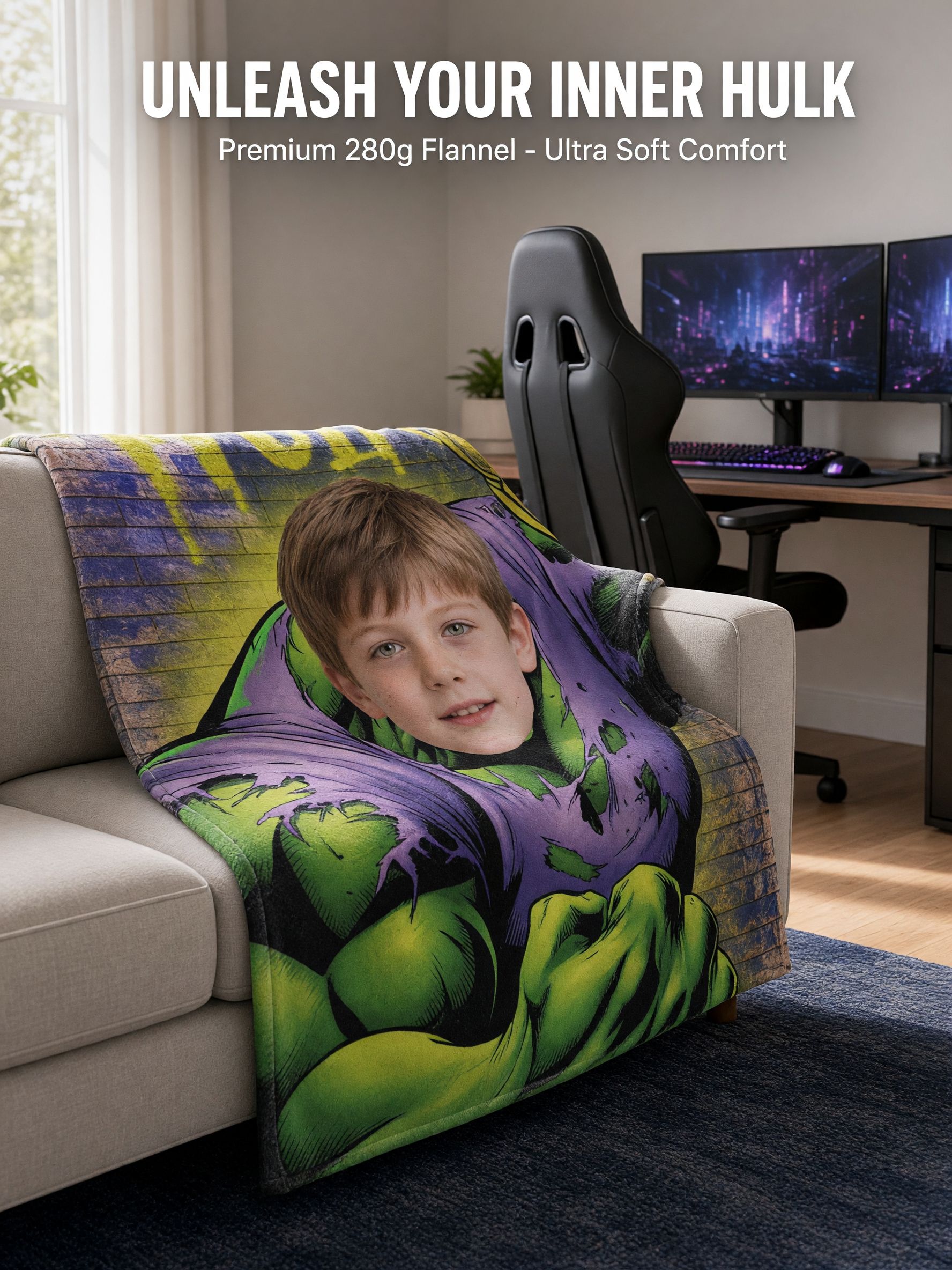 Custom Face Photo Blanket Superhero Comic Flannel Fleece Throw Soft Anti-Pilling Bed Blanket Personalized Gift