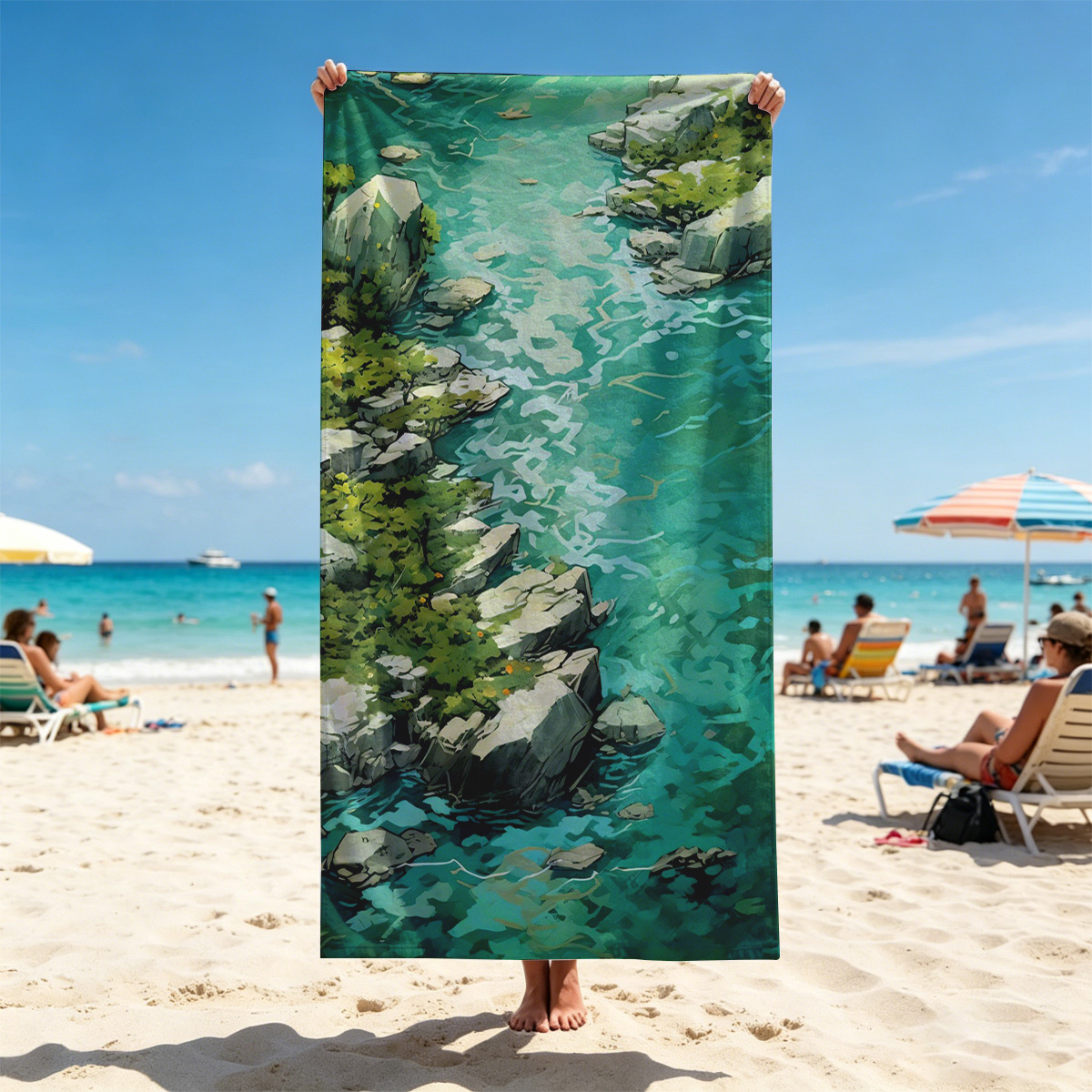 Crystal Clear River Winding Through Rocky Landscape - Beach towels