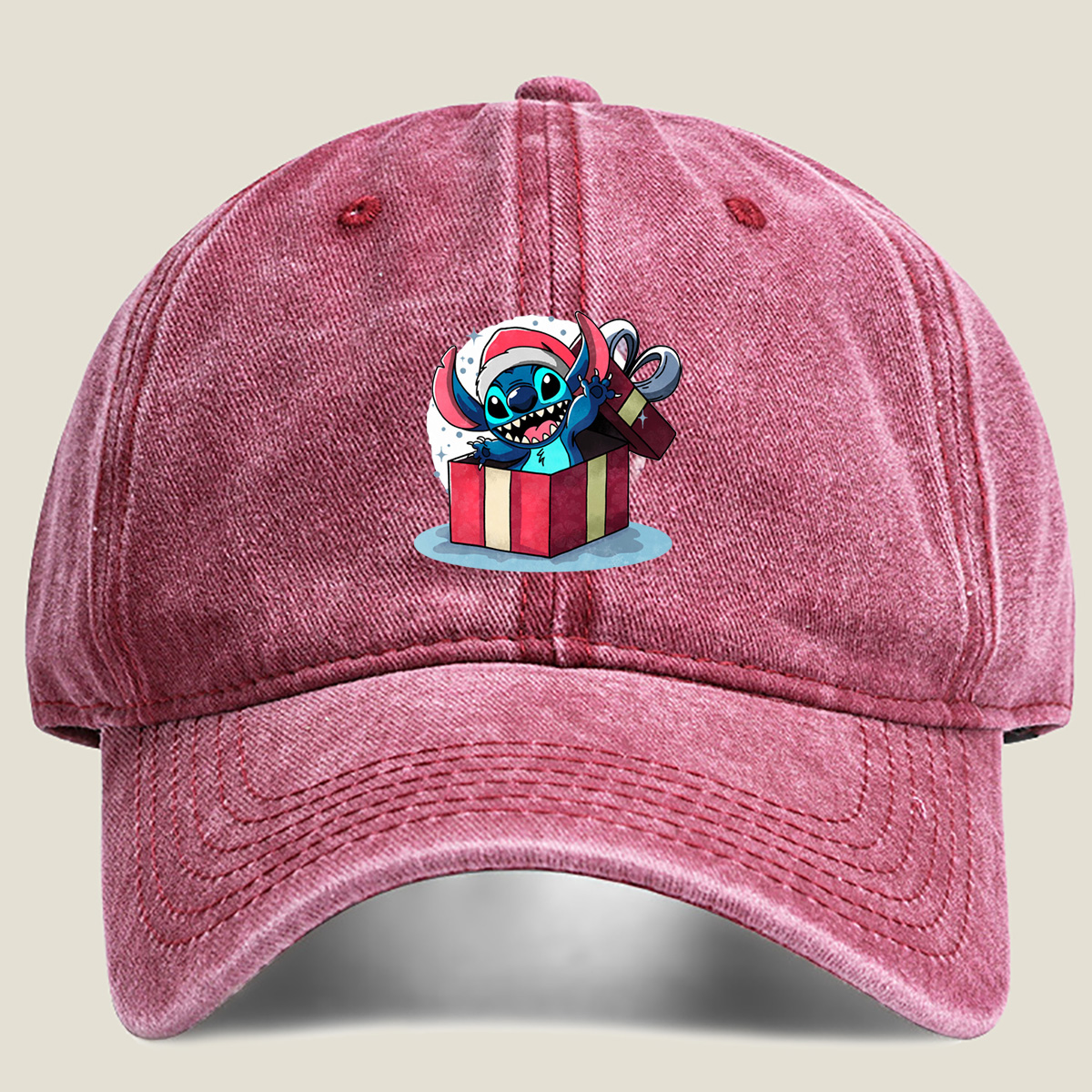 Stitch in Christmas Gift Box - Washed Denim - Baseball Cap