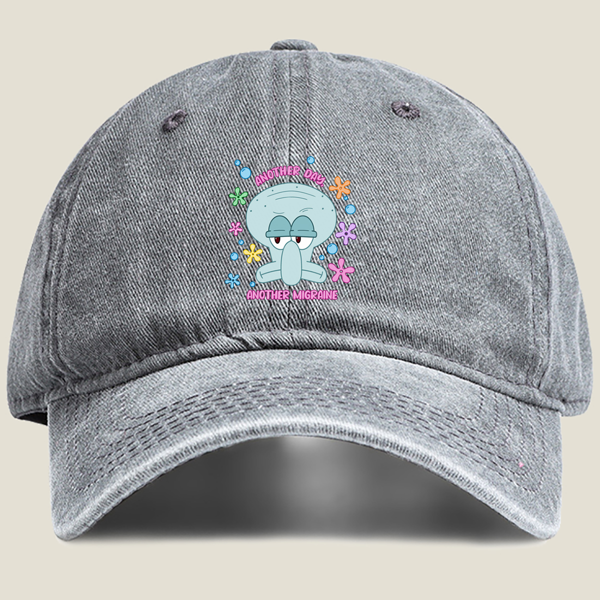 Squidward Another Day Another Migraine - Washed Denim - Baseball Cap