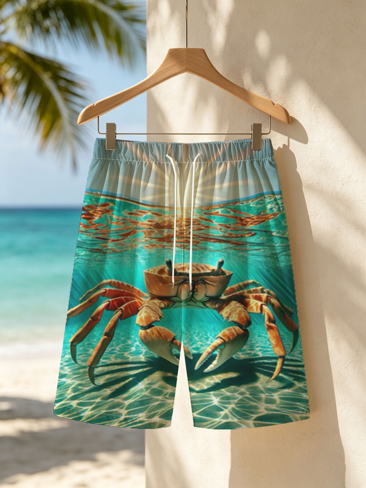 Crab in Sunlit Waters -  Beach shorts
