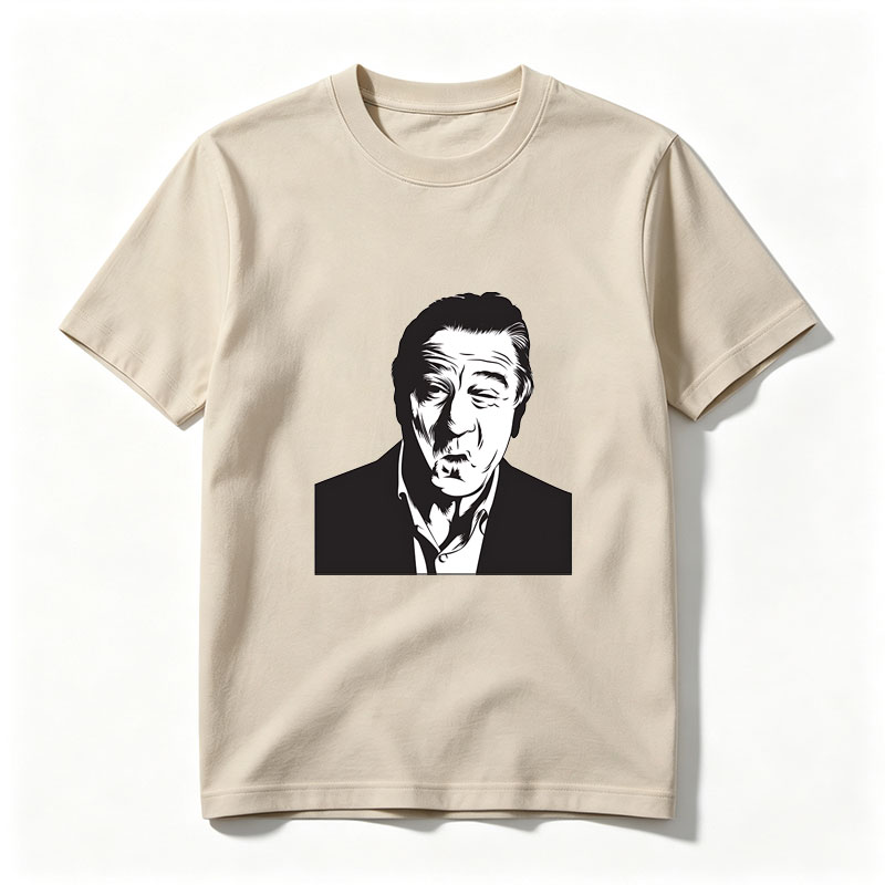 Robert De Niro in a stylized black and white portrait - Tee