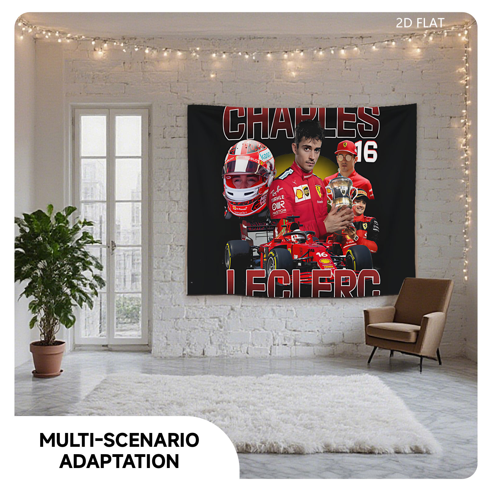 Charles Leclerc Ferrari F1 Driver 16 Trophy Celebration - Tapestry