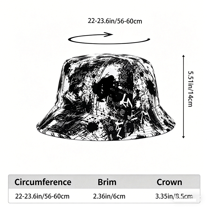 Unisex Classic Graffiti Bucket Hat with Bigfoot Silhouette Print - Casual Outdoor Sun Protection Hat for Men and Women, Perfect for Hiking, Camping, Travel, and Everyday Wear