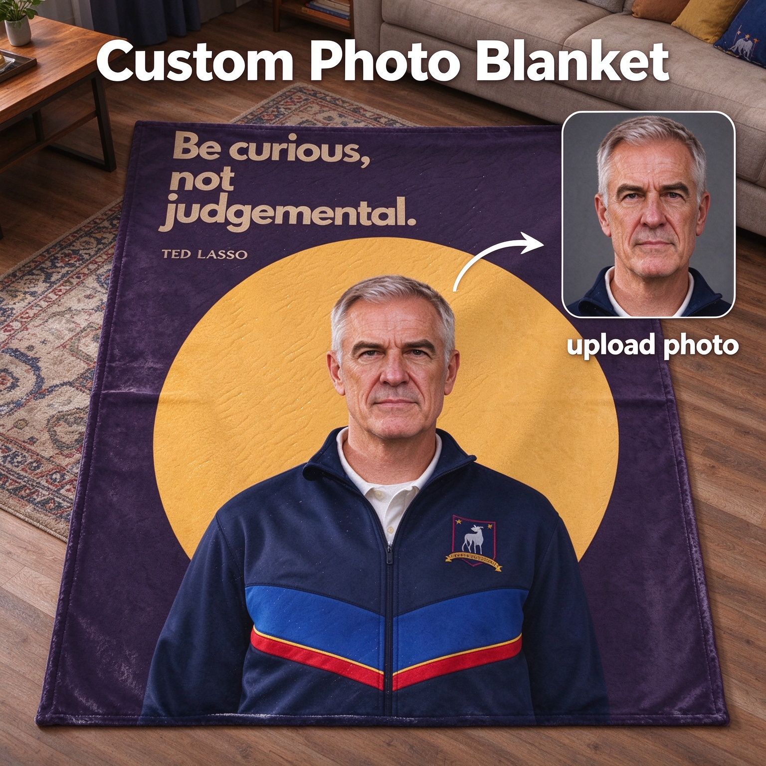 Custom Face Photo Blanket Personalized Picture Print Soft Flannel Throw for Couch Bed Cozy Unique Gift
