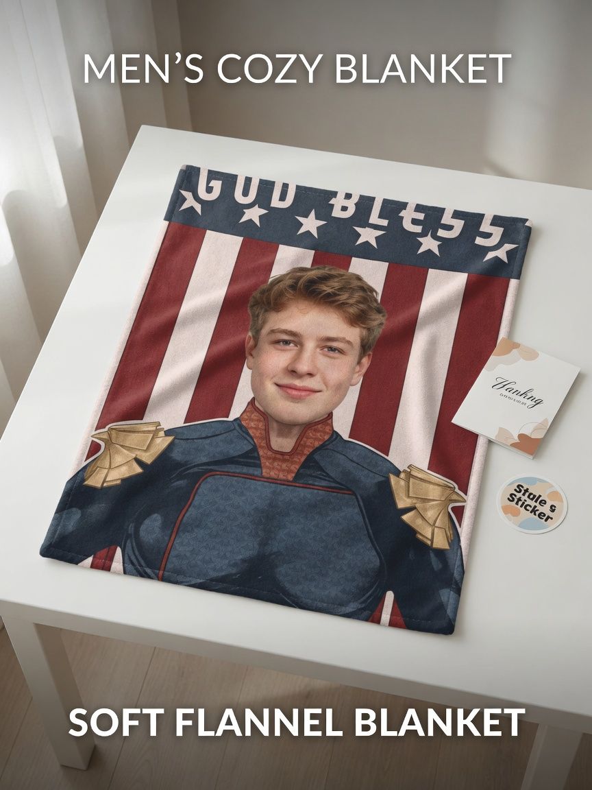 Custom Face Photo Blanket Personalized Superhero Flannel Throw Cozy Velvet Fleece Bed Sofa Gift