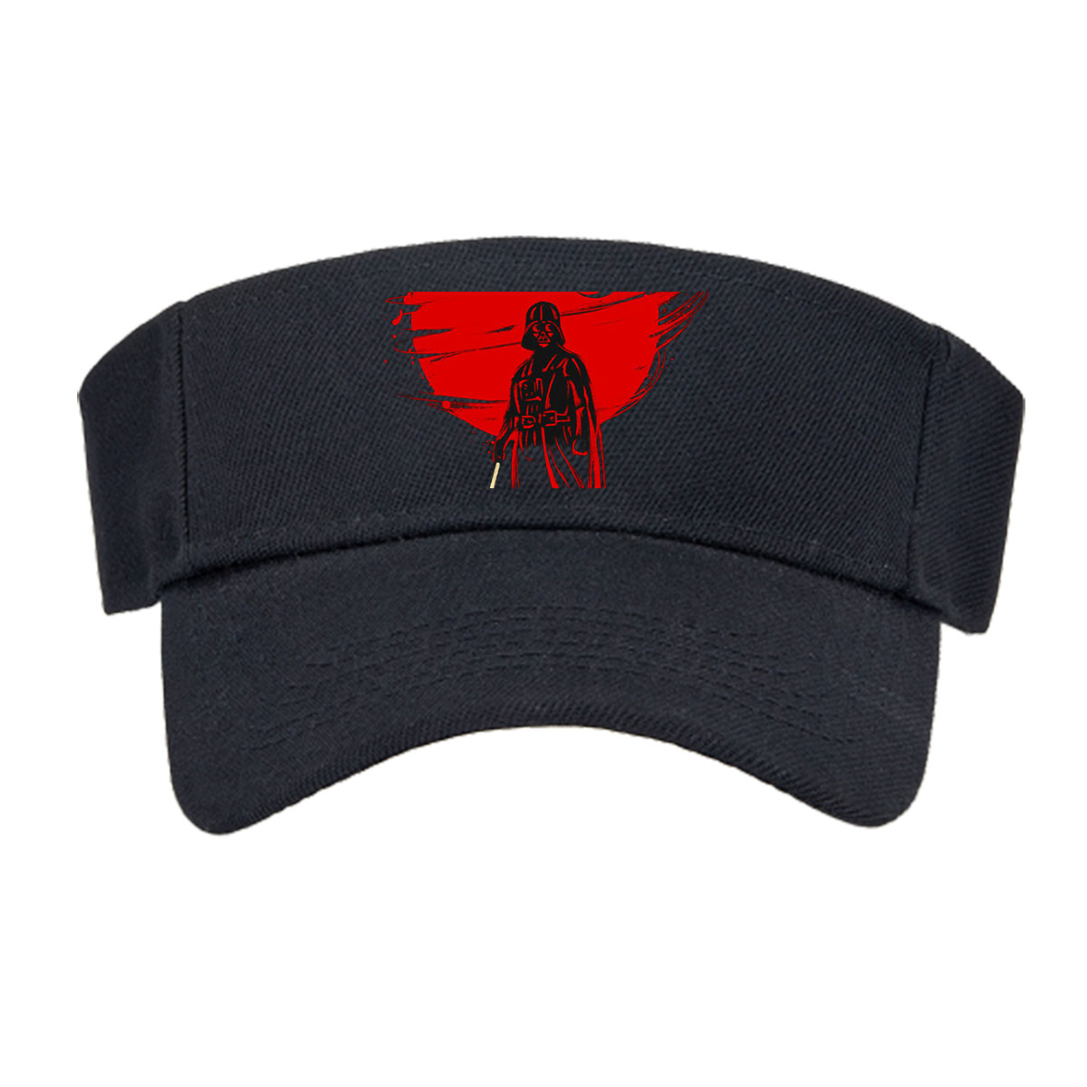 Darth Vader stands before a red sun, wielding a lightsaber in a dramatic silhouette. -  Visor cap