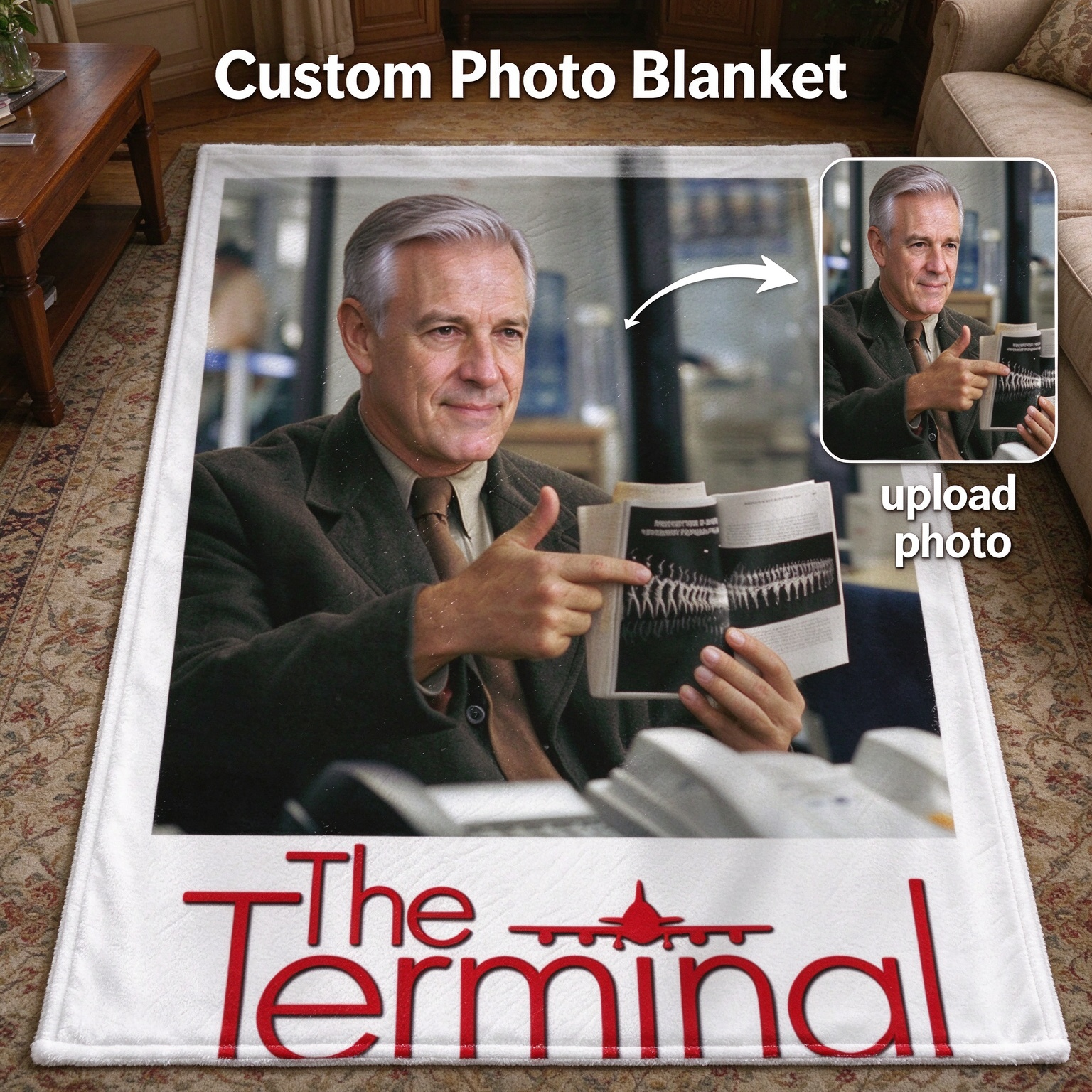 Custom Face Photo Blanket Personalized Flannel Fleece Throw Soft Portrait Blanket Ideal Personalized Gift