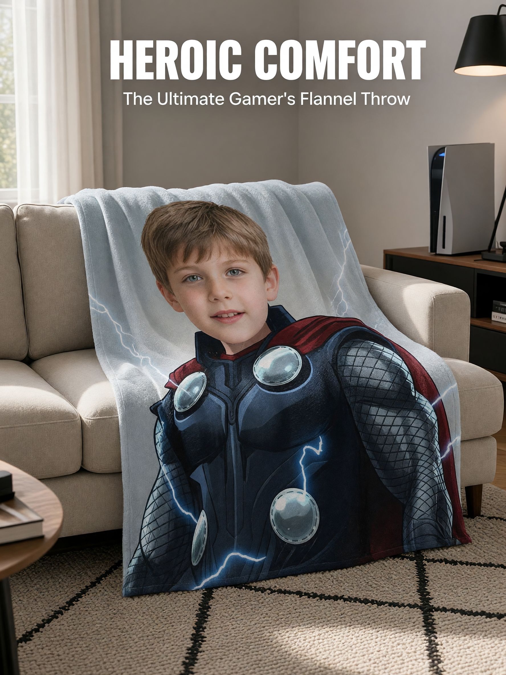 Custom Face Blanket Personalized Superhero Picture Flannel Fleece Throw Soft Anti-Pilling Ideal Keepsake Gift