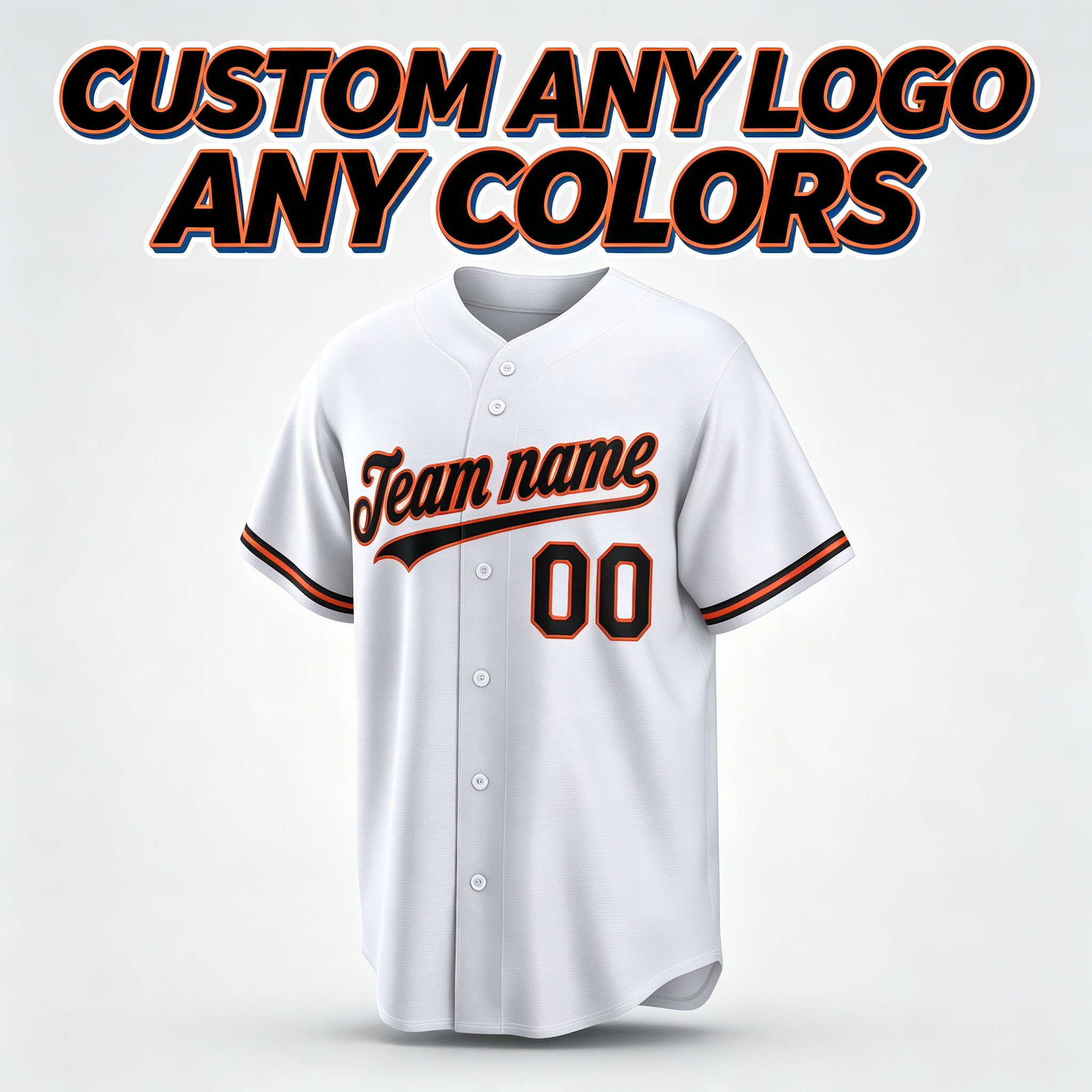 Custom Baltimore City Style Baseball Jersey White Full Button Short Sleeve For Men And Youth