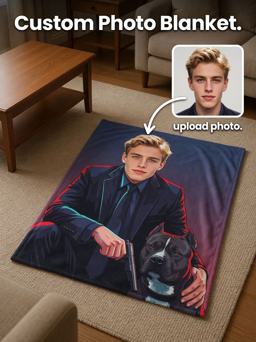 Custom Photo Portrait Flannel Blanket Personalized Ultra Soft Cozy Fleece Throw Cover for Bed Couch Gifts