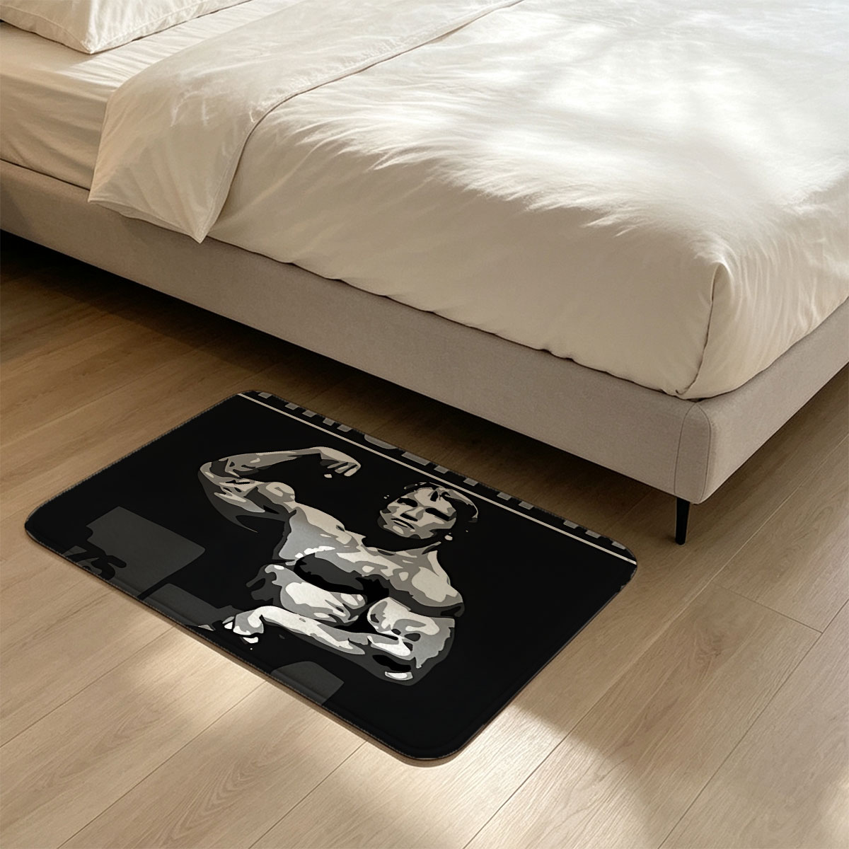 Mr. Olympia 1975: Arnold Schwarzenegger at Weizman Hall, Pretoria, South Africa - Flannel floor mat