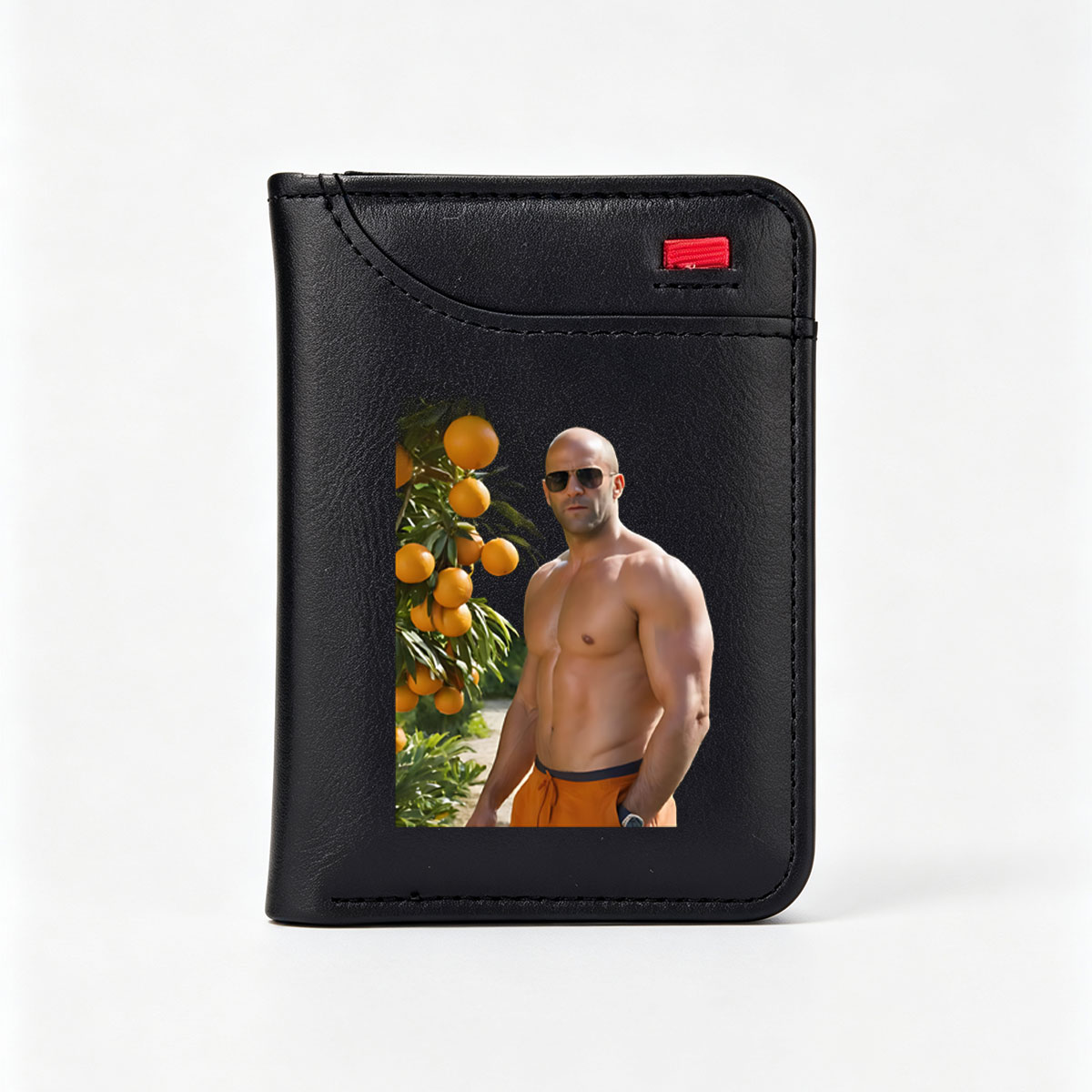 Jason Statham in Orange Grove, Shirtless and Stylish - Vertical Style Wallet