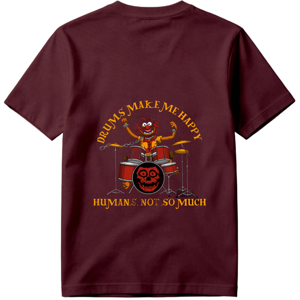 Animal from The Muppets Playing Drums with Skull Design - Tee